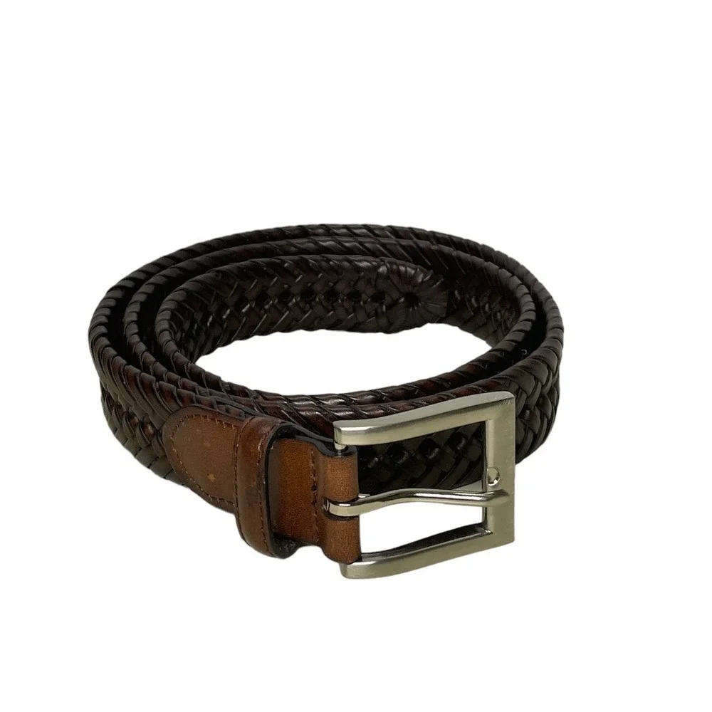 Leather trim immitation Leather leacing Brown Belt Mens 3BH Sz 42/105